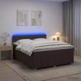 Cumpara ieftin Pat boxspring cu saltea Maro inchis 160 x 200 cm Tesatura