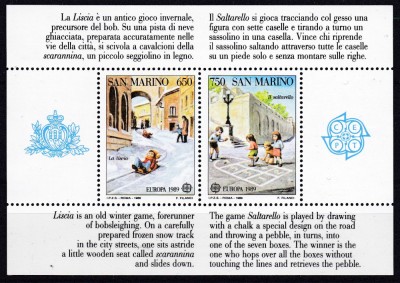 DB1 Europa 1989 Jocuri de Copii San Marino MS MNH foto