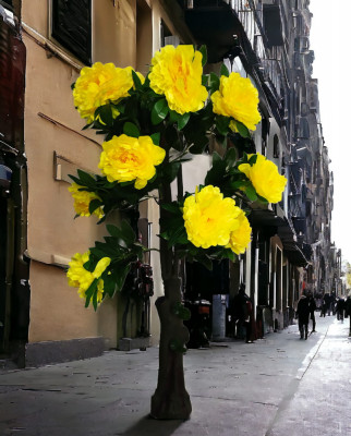 Copac artificial galben 150 cm foto
