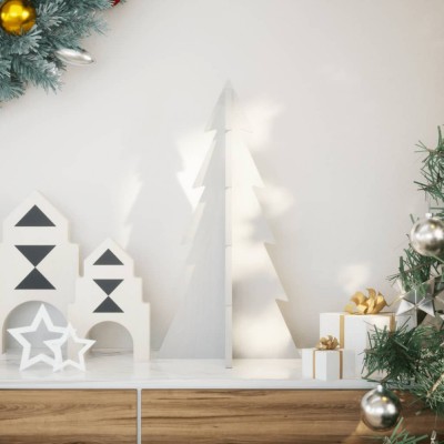 vidaXL Brad de Crăciun decorativ, alb, 59,5 cm, lemn de pin masiv foto