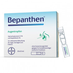 Set Picaturi pentru Ochi, Bayer, Bepanthen, Efect Hidratant si Reparator, 20 monodoze x 0.5ml