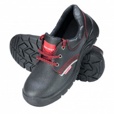 Pantofi piele Lahti Pro, marimea 36, talpa poliuretan, brant detasabil, bombeu metalic, Negru/Rosu foto