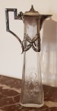 CARAFA DIN CRISTAL SI METAL ARGINTAT PENTRU LICHIOR-JUGENDSTIL-WMF-GERMANIA 1910