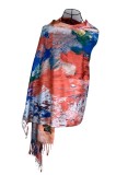 Fular dama NOR, ciclam/verde, 170x70