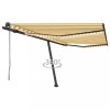 Copertină automată cu senzor v&acirc;nt&amp;LED, galben/alb, 400x350 cm