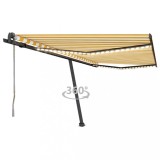 vidaXL Copertină automată cu senzor v&acirc;nt&amp;LED, galben/alb, 400x350 cm