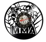 Ceas de perete decorativ, MMA / Mixed Martial Arts, realizat din disc de vinil (Vinyl Record), 30 cm, mecanism silențios, negru