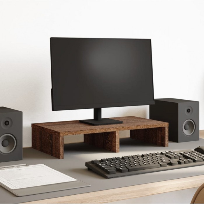 Suport de monitor, stejar maro, 50x27x10 cm, lemn prelucrat
