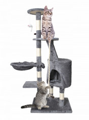 Ansamblu de Joaca pentru Pisici tip Turn pe Nivele cu Jucarie, Inaltime 118cm, Culoare Gri foto