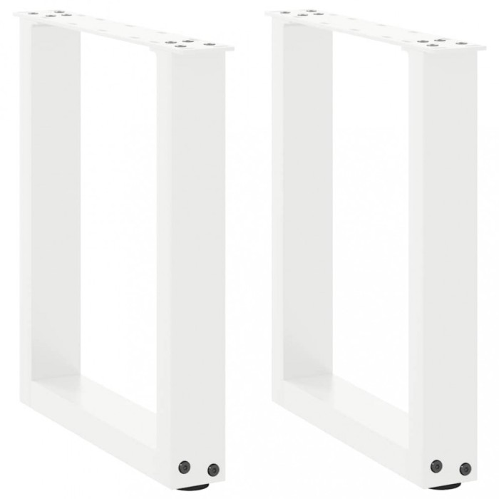vidaXL Picioare pentru măsuță de cafea &icirc;n formă de U, 2 buc., alb, 28x(42-43) cm, oțel 4013149
