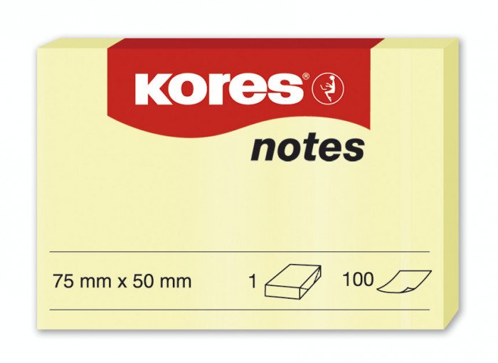 Bloc notes adezive, 100 file cu dimensiunea 75x50 mm