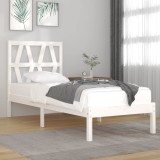 Cadru de pat single, alb, 90x190 cm, lemn masiv de pin
