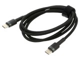 Cablu USB C 1m negru textil, 60W, mufă din ambele părţi
