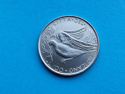 100 Lire 1973 Vatican-AUNC++UNC-RAR foto