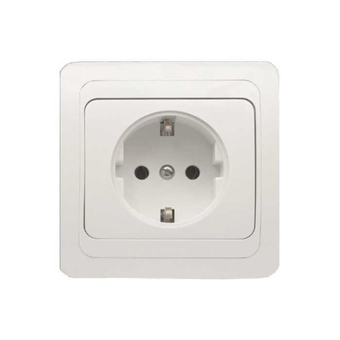Priza simpla cu impamantare, patrata, alb, 81 x 81 mm
