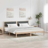 Cumpara ieftin Cadru de pat Gri inchis 200 x 200 cm Lemn de pin masiv