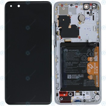 Huawei P40 Pro Plus (ELS-N39) Capac frontal modul display + LCD + digitizer + baterie ceramică alb 02353RBJ foto