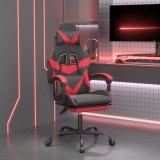 Scaun de gaming pivotant/suport picioare negru/roșu piele eco