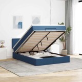 vidaXL Pat otoman cu saltea și LED-uri albastru 140x190 cm țesătură 3312228