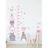 Cumpara ieftin Sticker Perete Autocolant cu Centimetru pentru Copii -Stelute si Animale,113x67cm - 88807