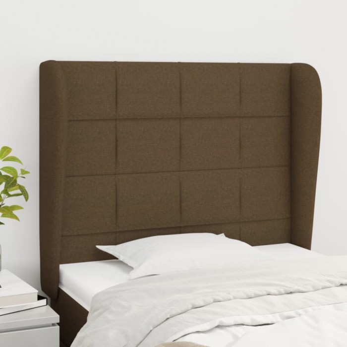 vidaXL Tăblie de pat cu aripioare maro &icirc;nchis 83x23x118/128 cm textil 3117933