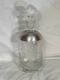 DECANTOR WHISKY - Sticla - Coniac - Cristal + Argint 800 - Vintage !