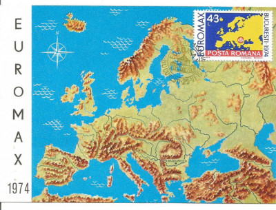 No(2)ilustrata maxima-Euromax- Expozitia Europeana de Maximafilie- prima zi 1974 foto