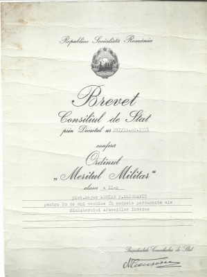 AMS# - ORDINUL MERITUL MILITAR CLASA II + BREVET foto