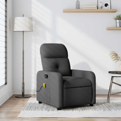 vidaXL Fotoliu de masaj rabatabil, gri &amp;icirc;nchis, material textil foto