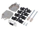 Conector D-Sub mamă 9 pini, montare pe cablu, lipire