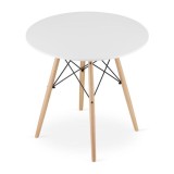Masa stil scandinav, Artool, rotund, MDF si lemn, alb, 80x72 cm, Leobert