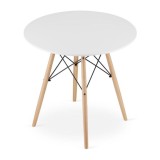 Cumpara ieftin Masa stil scandinav, Artool, rotund, MDF si lemn, alb, 80x72 cm