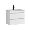 Mască de baie Cube 60 cu chiuvetă ceramică, 2 sertare, vopsită &icirc;n alb lucios