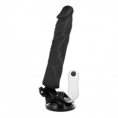 Vibrator Realist Base Cock cu Suport Handsfree si Prelungitor Penis 12 Moduri Vibratii Negru 21 cm