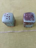 Ceramica verde vintage Frankoma, set de solnite sare si piper