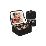 Geantă cosmetică cu LED și oglindă Soulima 27236, 3 culori lumina, 25,5 &times; 23,5 &times; 12 cm