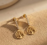 Cumpara ieftin Cercei din Argint 925 Placati cu Aur Tree of Life Sparkle 2cm , Eleganta simbolica E i stralucire fina