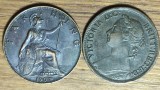 Anglia / Marea Britanie - set de colectie - 2 x 1 farthing 1894 + 1907 : Victoria &amp; Edward VII - calitate extrem de buna ! greu de gasit !