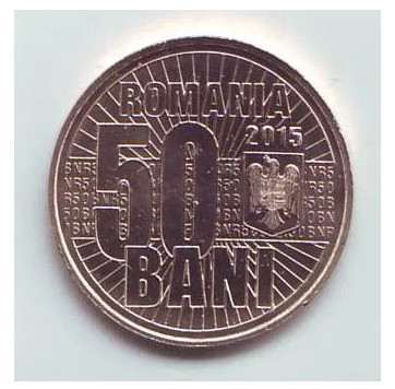 50 bani 2015, Denominarea, Rom&amp;acirc;nia, UNC (din fișic) foto