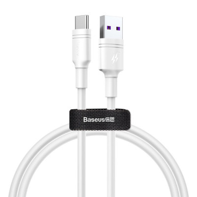 Cablu Date si Incarcare USB la USB Type-C Baseus Double Ring, 2 m, 5A, Alb CATSH-C02 foto