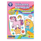 Carte de colorat cu activitati in limba engleza,abtibilduri Unicorni si Sirene, orchard toys