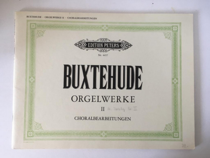 *Partitura orga Buxtehude, Orgelwerke II, Edition Peters nr. 4457, Choralbear...