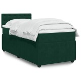 vidaXL Pat box spring cu saltea, verde &icirc;nchis, 90x200 cm, catifea 3289941