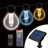 Șir de lumini solare inteligente &ndash; 15 LED-uri albe &ndash; temperatură de culoare reglabilă &ndash; 7,5 m &ndash; bluetooth