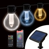 Șir de lumini solare inteligente - 15 LED-uri albe - temperatură de culoare reglabilă - 7,5 m - bluetooth