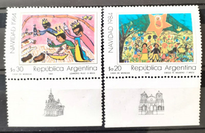 Argentina 1984 Craciun arta pictura 2v. Nestampilata foto
