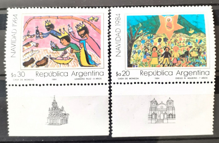 Argentina 1984 Craciun arta pictura 2v. Nestampilata