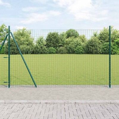 vidaXL &amp;Icirc;ngrădire cu st&amp;acirc;lpi Verde 1.5 x 10 m Oțel foto