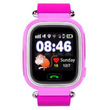 Ceas Smartwatch Copii Techstar&reg; Q90, 1.22 inch IPS, Slot Cartela SIM, Bluetooth 4.0, Tracker GPS, AGPS, LBS, WIFI, Buton SOS, Apelare, Roz