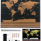 Harta lumii razuibila 82x59 cm, rigla cu lupa, ace atasare foto, stickere incluse